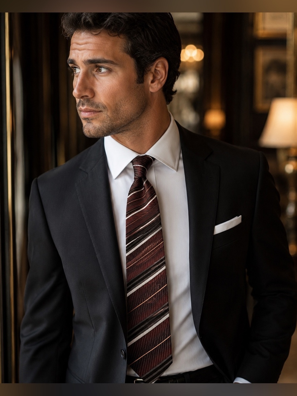 Croft & Barrow Silk Tie Brown Striped | Men’s Classic Business Formal Neck Tie - Picture 1 of 3